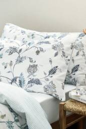 CHRISTY 'Bramley' Spring Floral Cotton Sateen Standard Pillowcase Pair in Blue - thumbnail 1