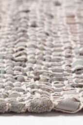 Homescapes Real Leather Handwoven Diamond Pattern Rug in Grey - Size: 90 cm x 150 cm - thumbnail 4