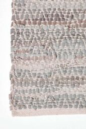 Homescapes Real Leather Handwoven Diamond Pattern Rug in Grey - Size: 90 cm x 150 cm - thumbnail 3