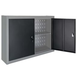 Berkfield Home Wall Mounted Tool Cabinet Industrial Style Metal Grey & Black - thumbnail 4