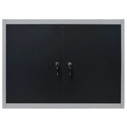 Berkfield Home Wall Mounted Tool Cabinet Industrial Style Metal Grey & Black - thumbnail 3