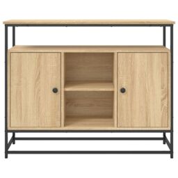 Berkfield Home Sideboard Sonoma Oak 100x35x80 cm Engineered Wood in Brown - Size: 100 x 35 x 80 cm - thumbnail 6