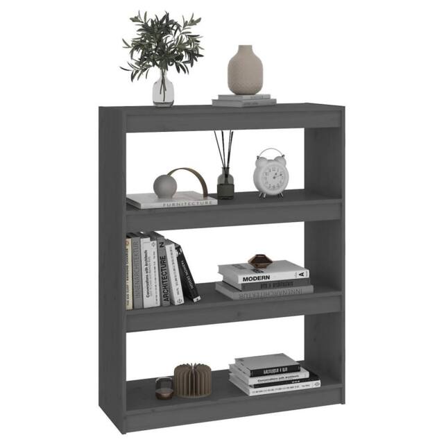 Berkfield Home Beautiful Book Cabinet/Room Divider Grey 80x30x103.5 cm Solid Woo - image 1