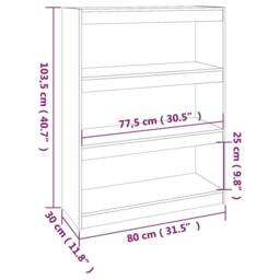 Berkfield Home Beautiful Book Cabinet/Room Divider Grey 80x30x103.5 cm Solid Woo - thumbnail 8