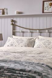 Helena Springfield 'Folk Trellis' Cotton Duvet Cover Set in Charcoal - Size: Single - thumbnail 2