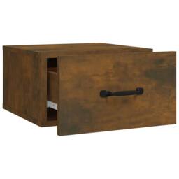 Berkfield Home Wall-mounted Bedside Cabinet Smoked Oak 35x35x20 cm in Brown - Size: 35 x 35 x 20 cm - thumbnail 6