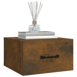 Berkfield Home Wall-mounted Bedside Cabinet Smoked Oak 35x35x20 cm in Brown - Size: 35 x 35 x 20 cm - thumbnail 4