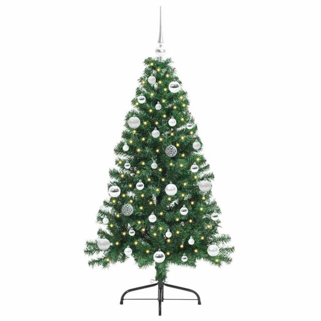 Berkfield Home Beautiful Artificial Pre-lit Christmas Tree Green 150 cm PVC - image 1