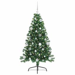 Berkfield Home Beautiful Artificial Pre-lit Christmas Tree Green 150 cm PVC - thumbnail 1