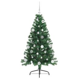 Berkfield Home Beautiful Artificial Pre-lit Christmas Tree Green 150 cm PVC - thumbnail 4