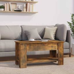 Berkfield Home Coffee Table Smoked Oak 101x49x52 cm Engineered Wood in Brown - Size: 101 x 49 x 52 cm - thumbnail 8