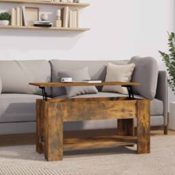 Berkfield Home Coffee Table Smoked Oak 101x49x52 cm Engineered Wood in Brown - Size: 101 x 49 x 52 cm - thumbnail 2