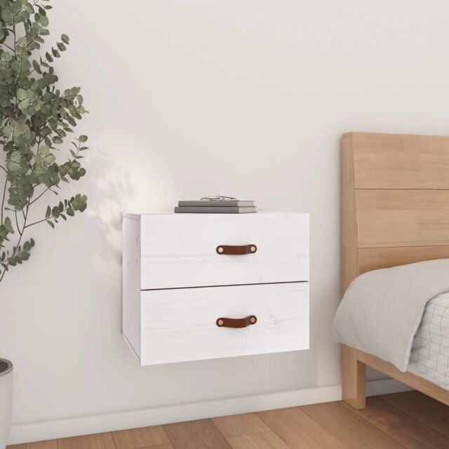 Berkfield Home Wall-mounted Bedside Cabinet White 50x36x40 cm - Size: 50 x 36 x 40 cm - image 1