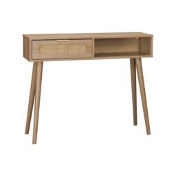 sweeek 100cm wood & cane rattan console table in Beige - thumbnail 2