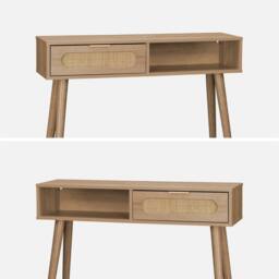 sweeek 100cm wood & cane rattan console table in Beige - thumbnail 6