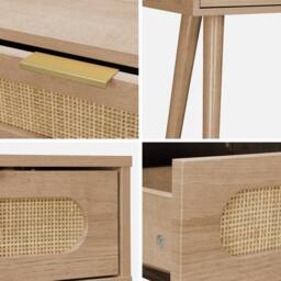 sweeek 100cm wood & cane rattan console table in Beige - thumbnail 9