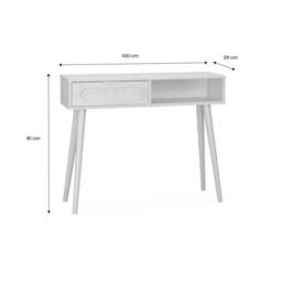 sweeek 100cm wood & cane rattan console table in Beige - thumbnail 5