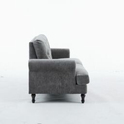 FURNITURE ONE Padded 3 Seater Sofa, Gray Velvet Upholstered 3 Seater Sofa in Grey - thumbnail 3
