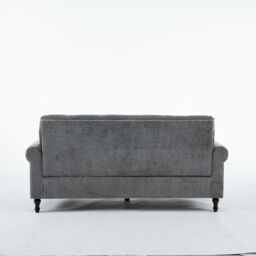 FURNITURE ONE Padded 3 Seater Sofa, Gray Velvet Upholstered 3 Seater Sofa in Grey - thumbnail 5