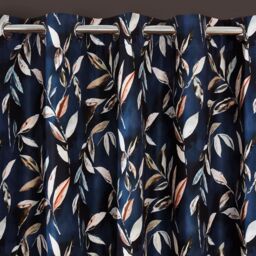 Sundour Madrid Eyelet Curtains in Navy - Size: 168 cm width x 137 cm drop - thumbnail 2