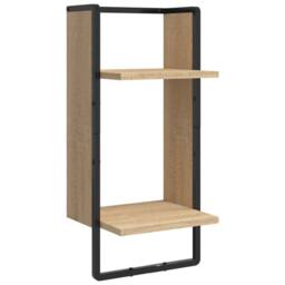 Berkfield Home 4 Piece Wall Shelf Set with Bars Sonoma Oak Engineered Wood in Light Brown - thumbnail 8