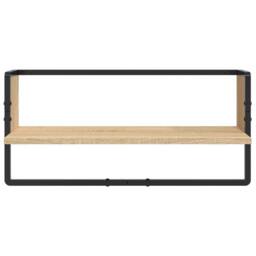 Berkfield Home 4 Piece Wall Shelf Set with Bars Sonoma Oak Engineered Wood in Light Brown - thumbnail 9