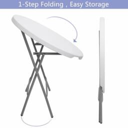 EONLION 32 inch Folding Round Table, Portable Plastic Coffee in White - Size: 100 cm - thumbnail 5