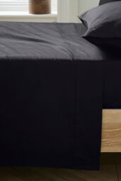Ted Baker 'TB Plain Dye' Cotton Sateen Flat Sheet in Black - Size: King - thumbnail 2