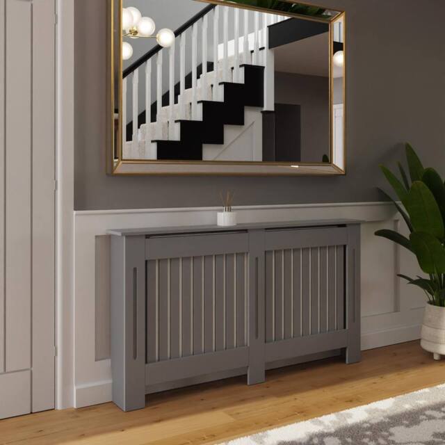 FWStyle Vertical Slat Large Grey Radiator Cover (H) 82.3 (W) 152cm (D) 19cm - image 1