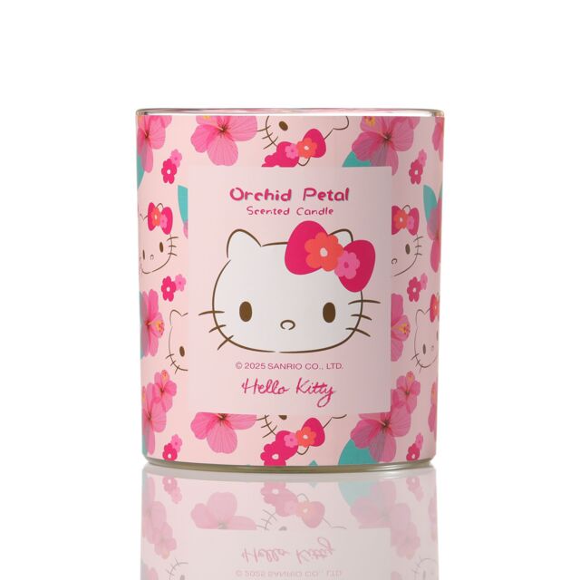 Hello Kitty Repeat Print 1-Wick Candle - Orchid Petal Scent in Pink - Size: Medium - image 1