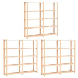 Berkfield Home 5-Tier Storage Racks 3 pcs 170x38x170 cm Solid Pinewood 500 kg in Beige - Size: 170 x 38 x 170 cm - thumbnail 2