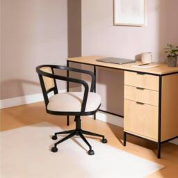 Home Source Nola Rattan Home Office Computer Swivel Chair Armrests Space Saving in Black - thumbnail 2