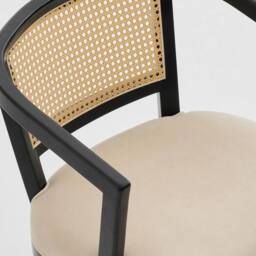 Home Source Nola Rattan Home Office Computer Swivel Chair Armrests Space Saving in Black - thumbnail 6