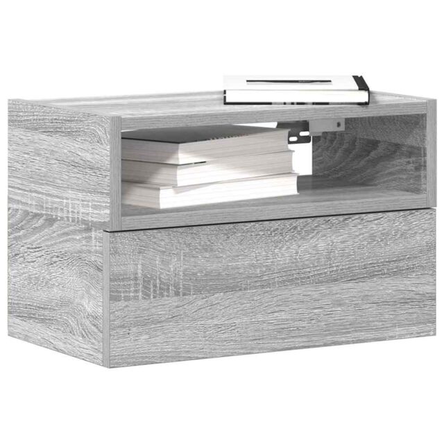 Berkfield Home Wall-mounted Bedside Cabinet Grey Sonoma 45x26x28.5 cm - image 1