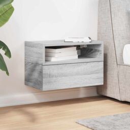 Berkfield Home Wall-mounted Bedside Cabinet Grey Sonoma 45x26x28.5 cm - thumbnail 3