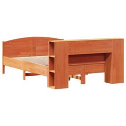 Berkfield Home Bookcase Bed without Mattress Wax Brown 135x190cm Solid Wood Pine - Size: 135x190 cm - thumbnail 6