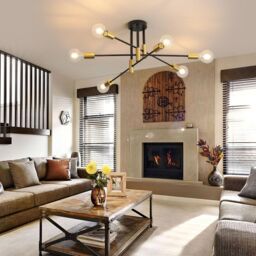 COMELY Sputnik Ceiling Lights, 6 Lights E27 Vintage Living Room Ceiling Lights in Black - thumbnail 3