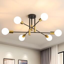 COMELY Sputnik Ceiling Lights, 6 Lights E27 Vintage Living Room Ceiling Lights in Black - thumbnail 1