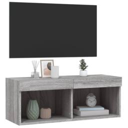 Berkfield Home TV Cabinet with LED Lights Grey Sonoma 80x30x30 cm - Size: 80 x 30 x 30 cm - thumbnail 6