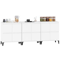 Berkfield Home Sideboards 3 pcs White 60x35x70 cm Engineered Wood - Size: 60 x 35 x 70 cm - thumbnail 4