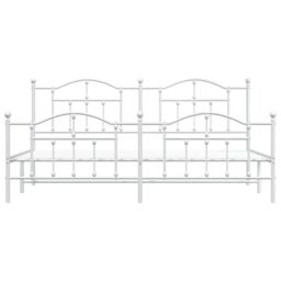 Berkfield Home Metal Bed Frame with Headboard & Footboard White 200x200 cm - thumbnail 5