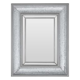 Orsina Rectangular Wall Mirror with Bevelled Glass Frame, Boutique Style Mirror with Mosaic Inlay, Functional MDF in Silver