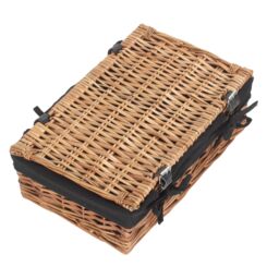 Red Hamper Wicker Empty Rectangular Gift Cotton Lined Basket in Black - thumbnail 3