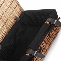 Red Hamper Wicker Empty Rectangular Gift Cotton Lined Basket in Black - thumbnail 4