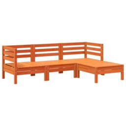 Berkfield Home Garden Sofa 3-Seater with Footstool Wax Brown Solid Wood Pine - thumbnail 2