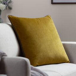 Furn Meridian Velvet Piped Cushion in Gold - Size: 45 cm x 45 cm