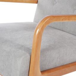 Solid Wooden Frame Fabric Upholstered Tufted Armchair in Light Grey - thumbnail 5