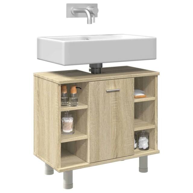 Berkfield Home Bathroom Cabinet Sonoma Oak 60x32x53.5 cm Engineered Wood in Brown - image 1
