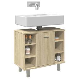 Berkfield Home Bathroom Cabinet Sonoma Oak 60x32x53.5 cm Engineered Wood in Brown - thumbnail 1