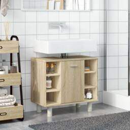 Berkfield Home Bathroom Cabinet Sonoma Oak 60x32x53.5 cm Engineered Wood in Brown - thumbnail 3